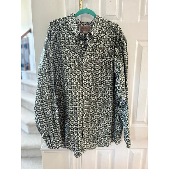 Ariat Black White Lilac Purple & Green Floral Western Button Down Shirt - Picture 1 of 8